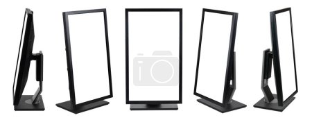 Photo for Collection of vertical computer monitor with empty screen isolated on white background - Royalty Free Image