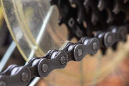 Photo for Macro shot of mountain bike chain. close up. - Royalty Free Image