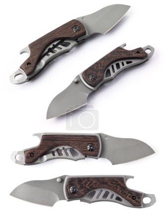 Stainless Steel Tactical Folding Knife, Clasp Knife on isolated on white.