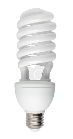 Téléchargez les photos : Ampoule fluorescente à économie d'énergie CFL. Isolé sur fond blanc, - en image libre de droit