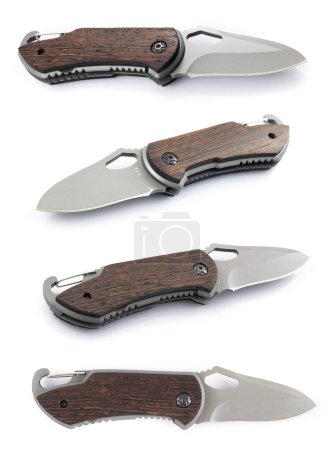 Photo for Stainless Steel Tactical Folding Knife, Clasp Knife on isolated on white. - Royalty Free Image
