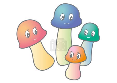 Ilustración de Happy anthropomorphic mushroom family - Imagen libre de derechos