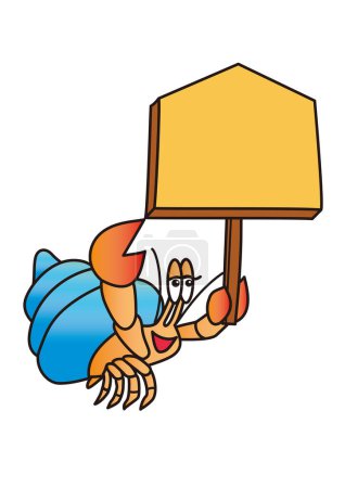 Téléchargez les photos : Hermit crab with a notice board - en image libre de droit