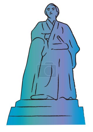 Téléchargez les illustrations : Statue of Ryoma Sakamoto, the hero of the Meiji Restoration at the end of the Edo period in Japan - en licence libre de droit