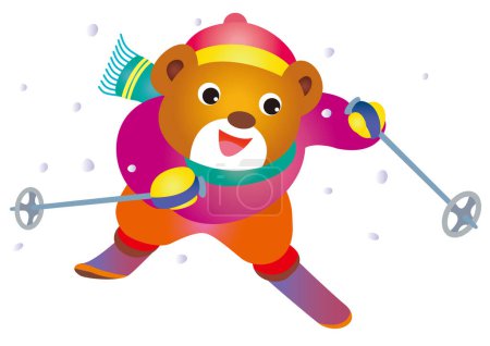 Photo for Bear skiing in the snow - Royalty Free Image
