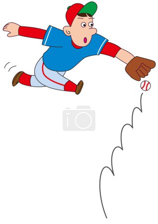 Téléchargez les photos : Un joueur de champ essayant d'attraper une balle au sol dans un match de baseball - en image libre de droit