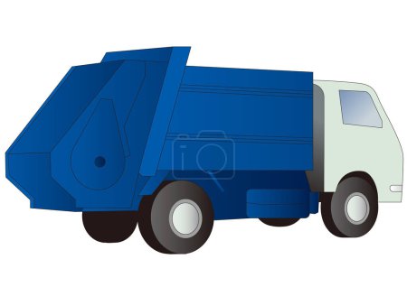 Ilustración de Un camión de basura que recoge basura - Imagen libre de derechos