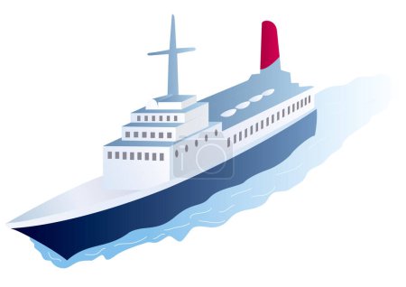 Ilustración de Un transatlántico de lujo que navega el mar con muchos pasajeros - Imagen libre de derechos