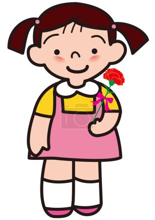 Photo for Cute little girl holding a carnation for mother's day gift - Royalty Free Image