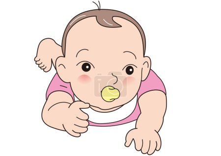 Photo for Cute baby crawling with a pacifier - Royalty Free Image