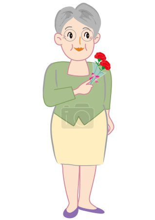 Photo for Mother holding a carnation as a gift for Mother's Day - Royalty Free Image