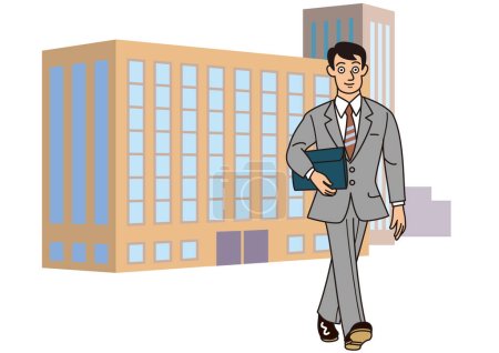 Téléchargez les photos : Homme d'affaires marchant devant un immeuble - en image libre de droit