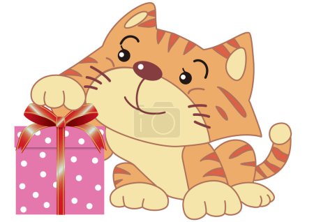 Kätzchen freut sich über eine Geschenkbox