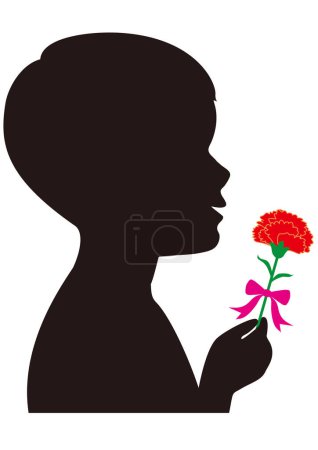 Silhouette eines Jungen mit einer Nelke zum Muttertag