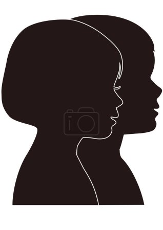 Side profile silhouettes of boys and girls lined up