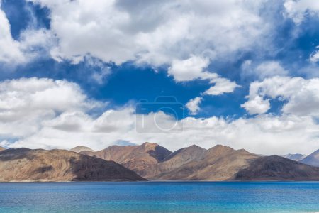 Photo for Pangong Lake is the highest saltwater lake in the world,Pangong Tso or Pangong Lake is an endorheic lake spanning eastern Ladakh and West Tibet situated at an elevation of 4,225 m , Ladakh, India, - Royalty Free Image