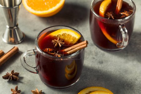 Photo for Homemade Christmas Mulled Red Wine with Cinnamon and Orange - Royalty Free Image
