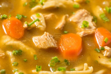 Photo for Homemade Chicken Noodle Soup with Carrots and Celery - Royalty Free Image