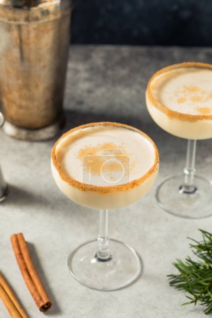 Photo for Boozy Cold Christmas Eggnog Martini in a Coupe - Royalty Free Image