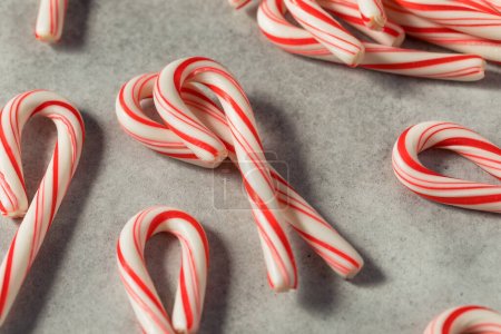 Foto de Mini bastones de caramelo de menta roja y blanca para Navidad - Imagen libre de derechos