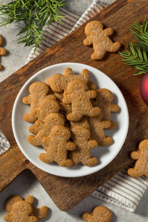 Homemade Gingerbread Men Cookies with Sugar on a Plate