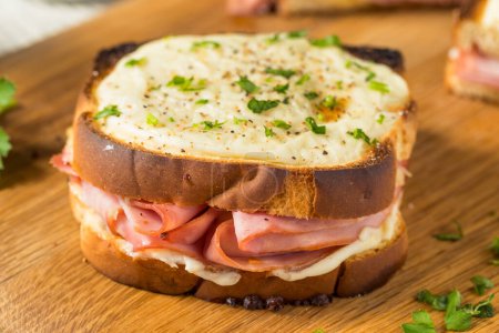 Homemade Croque Monsieur Sandwich with Ham and Sauce