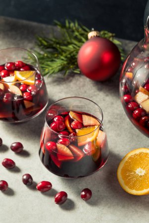 Photo for Homemade Winter Red Wine Sangria with Apple and Cranberry - Royalty Free Image