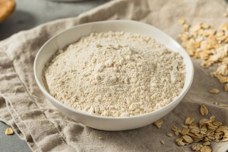 Raw Organic White Oat Flour in a Bowl