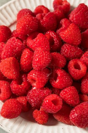 Foto de Raw Organic Red Raspberries Ready to Eat - Imagen libre de derechos