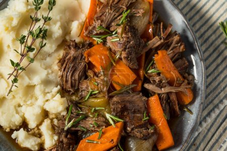 Homemade Beef Pot Roast with Carrots and Mashed Potatoes
