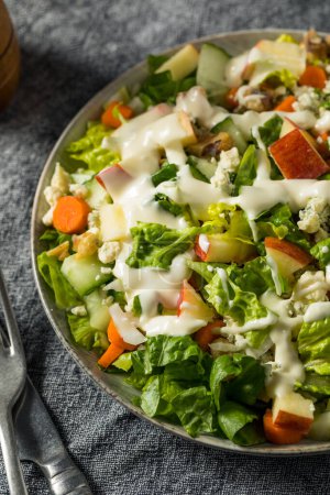 Téléchargez les photos : Homemade Healthy Blue Cheese Salad with Walnuts and Apples - en image libre de droit