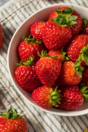 Photo for Raw Red Organic Sweet Strawberries in a Bowl Ready to Eat - Royalty Free Image