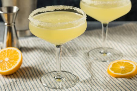 Photo for Boozy Refreshing Meyer Lemon Drop Martini with a Sugar Rim - Royalty Free Image