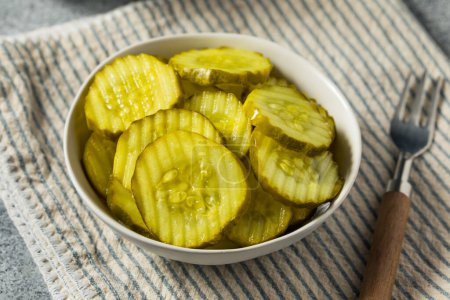 Photo for Homemade Preserved Dill PIckle Slices in a Bowl - Royalty Free Image