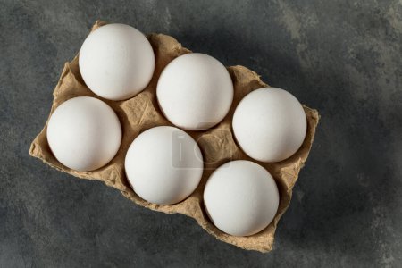 Téléchargez les photos : Œufs blancs biologiques crus prêts à cuire avec - en image libre de droit