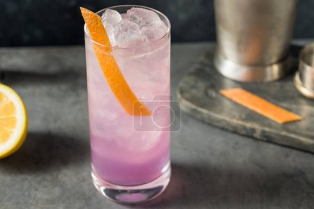 Téléchargez les photos : Boozy Refreshing Purple Empress Highball Cocktail with Grapefruit and Gin - en image libre de droit