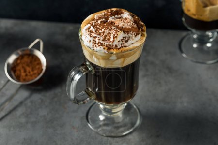 Foto de Homemade Sweet Einspanner Coffee Drink with Whipped Cream and Cocoa - Imagen libre de derechos