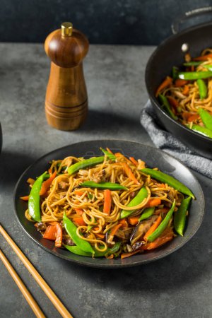 Photo for Savory Homemade Asian Ramen Noodle Stir Fry with Veggies - Royalty Free Image
