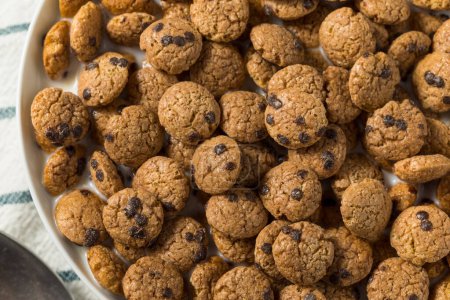 Photo for Crispy Chocolate Chip Cookie Breakfast Cereal with Milk - Royalty Free Image
