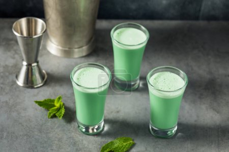 Photo for Boozy Cold Grasshopper Shots Cocktail Ready to Drink - Royalty Free Image