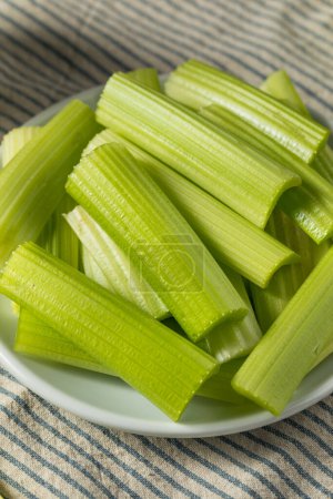 Photo for Raw Green Organic Celery Sticks to Eat for a Snack - Royalty Free Image