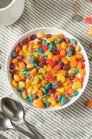 Sweet Fruity Breakfast Cereal with Whole Milk