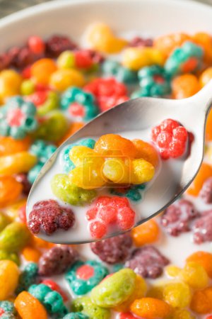 Photo for Sweet Fruity Breakfast Cereal with Whole Milk - Royalty Free Image