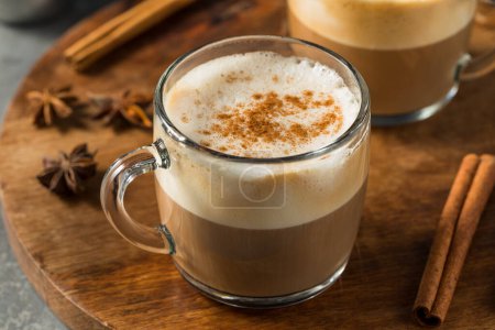 Warm Dirty Chai Latte with Milk and Spices