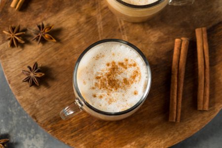 Photo for Warm Dirty Chai Latte with Milk and Spices - Royalty Free Image