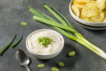 Photo for Homemade Sour Cream and Onion Dip in a Bowl - Royalty Free Image