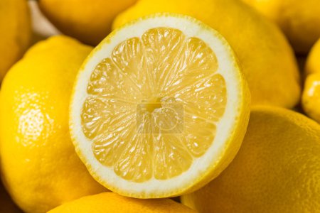 Photo for Organic Raw Seedless Yellow Lemons in a Bunch - Royalty Free Image