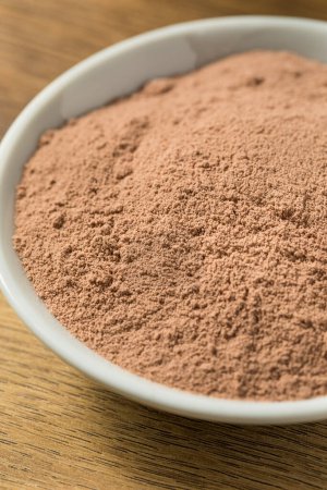 Photo for Organic Chocolate Whey Protein Powder in a Scoop - Royalty Free Image
