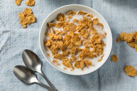 Photo for Homemade Healthy Corn Flakes with Whole Milk - Royalty Free Image