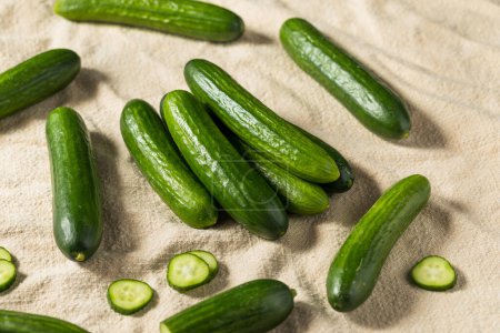 Photo for Green Raw Organic Mini Baby Cucumbers Ready to Eat - Royalty Free Image